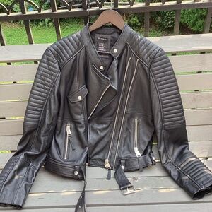 BNNT Zara TRF REAL!!! leather moto jacket. XLBlack